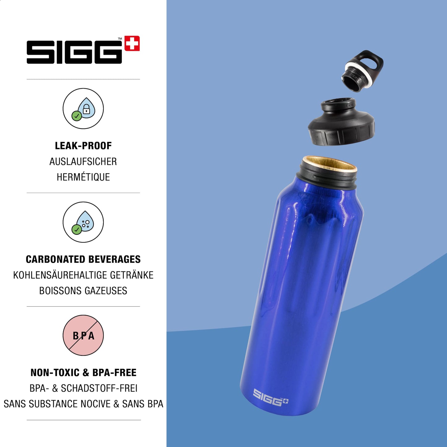 SIGG - aluminum drinking bottle - sports bottle WMB Traveler dark blue - climate neutral certified - carbonated drinks - leak-proof - light as a feather - BPA-free - outdoor, sports & fitness - 1.5L - 8256.10