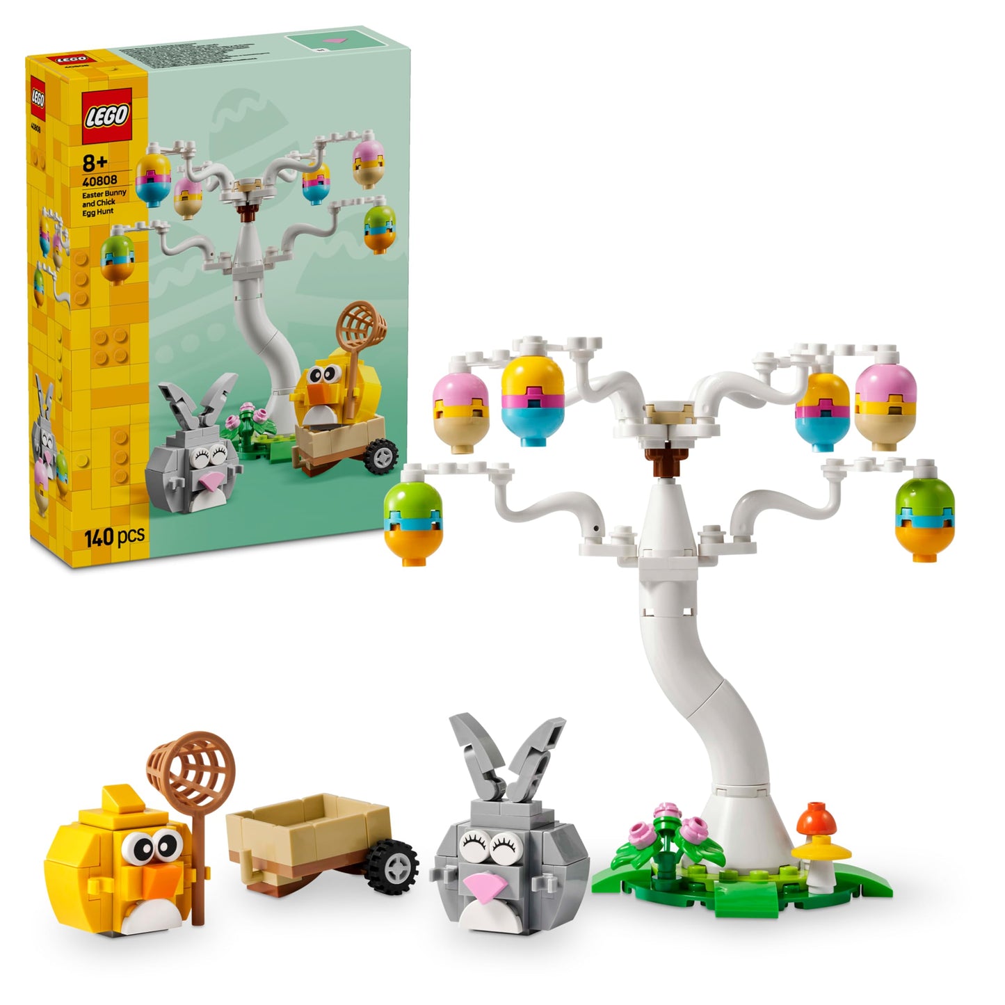 LEGO Easter Bunny and Easter Egg Hunt - Children's Toy with Rabbits & Bird Animal Figures - With Tree & Cart - Creative Construction Toy - Gift for Girls & Boys from 8 Years - 40808