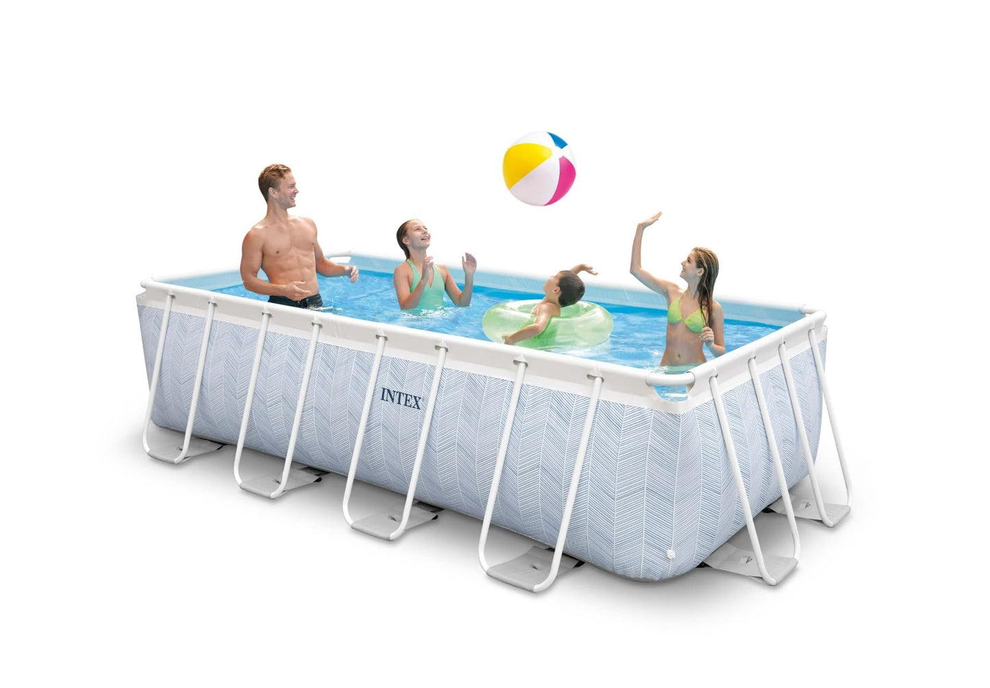 Intex 4m x 2m x 1m Chevron Prism Rectangular Pool Set, Set-up Size: 4.00m x 2.00m x 1.00m (26780GN)