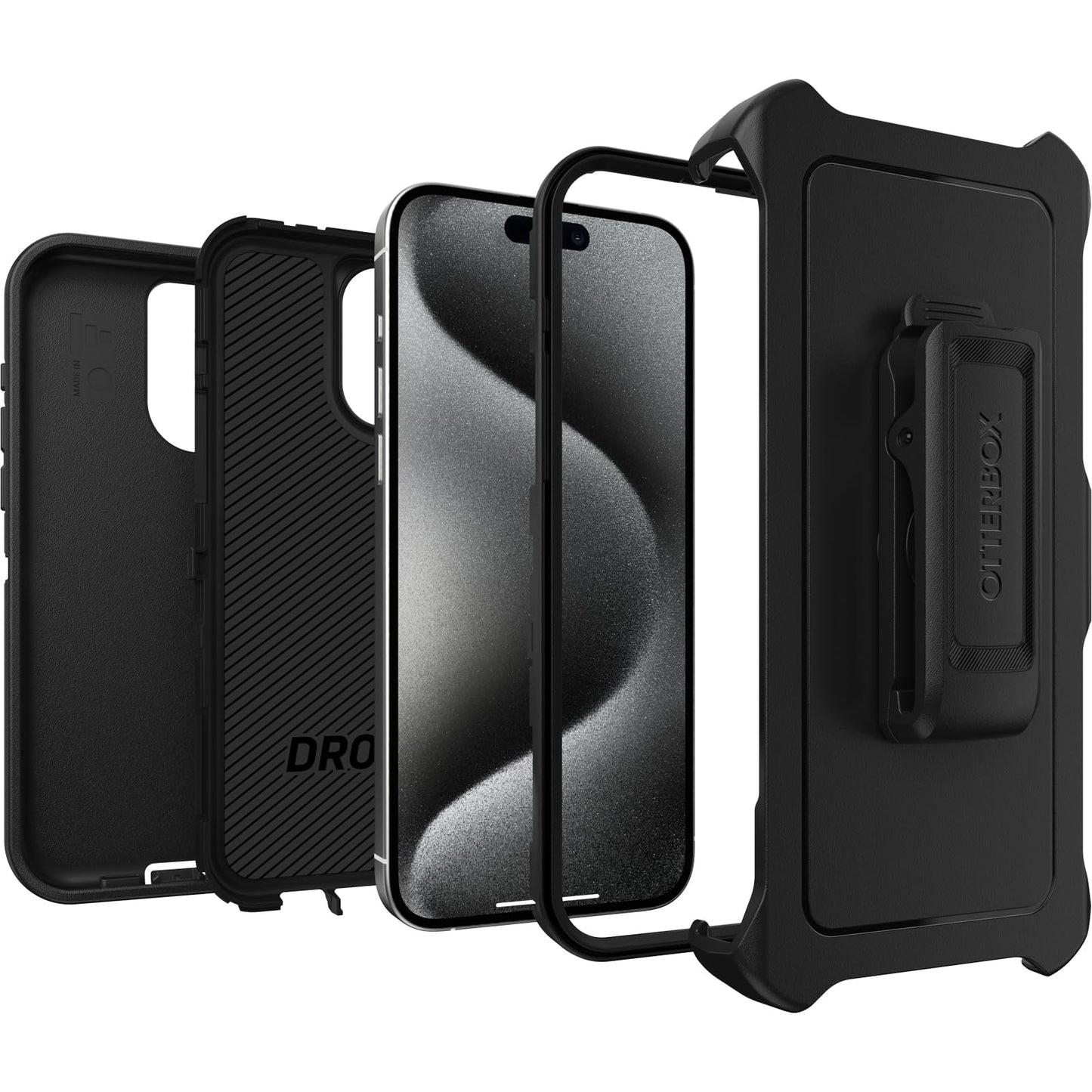 OtterBox Defender Case for iPhone 15 Pro Max, Shockproof Drop Proof Ultra Heavy Duty Protective Case 5X Military Grade Tested Black - 77-92549