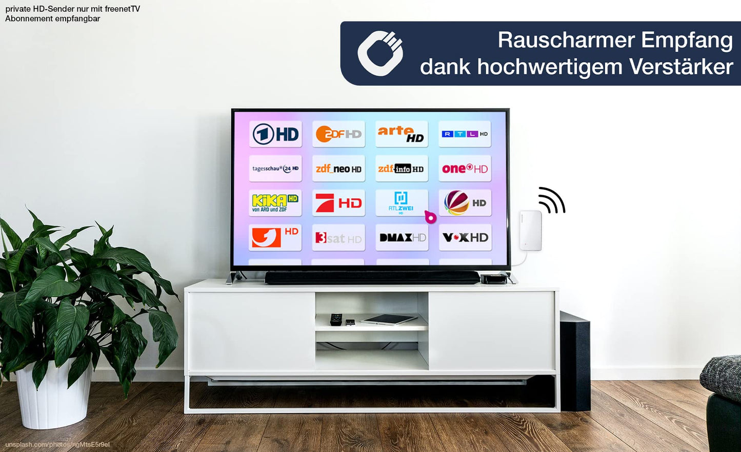 Oehlbach Scope Vision DVB-T2 HD antenna - digital indoor antenna - USB power - active DVB-T2 amplifier - indoor antenna, test winner - white - D1C17216