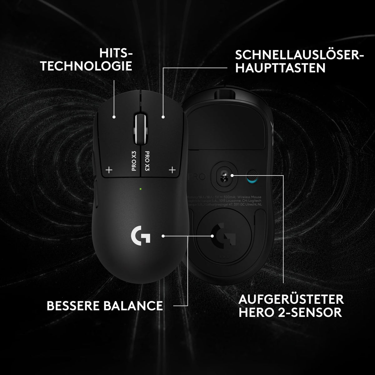 Logitech G PRO X3 SUPERSTRIKE Gaming Mouse - Black - 910-007878