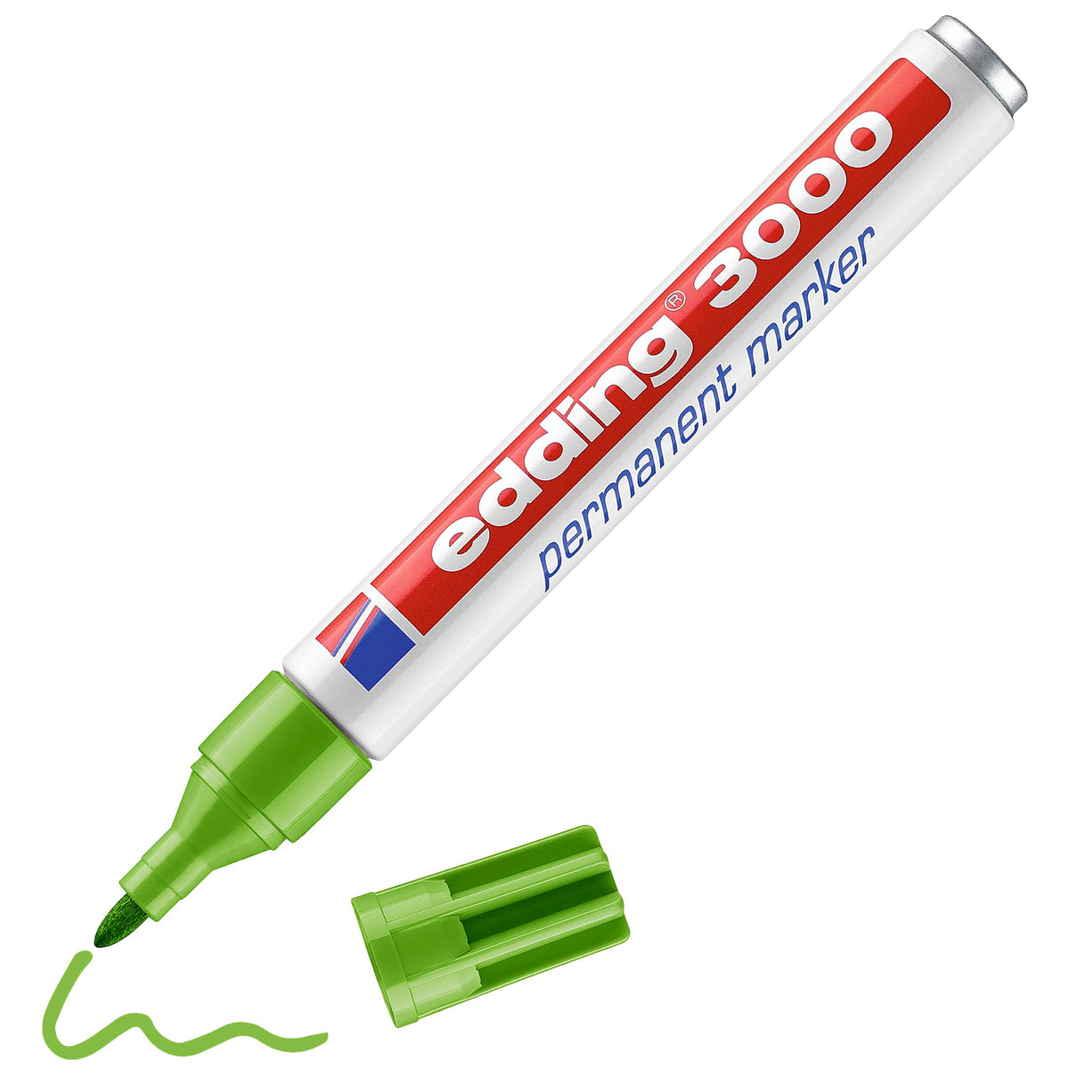 edding 3000 permanent marker - light green - 10 pens - round tip 1.5-3 mm - quick-drying permanent marker - waterproof, smudge-proof - for cardboard, plastic, wood, metal - universal marker - 4-3000011