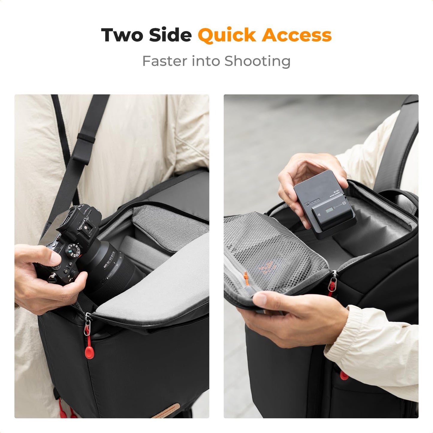 K&F CONCEPT Camera Backpack, Photo Backpack for Photographers, Camera Backpack with 15.6 Inch Laptop Compartment, Compatible with Canon/Nikon/Sony/DJI Mavic Drone (Alpha Backpack 25L) - KF13.128V6