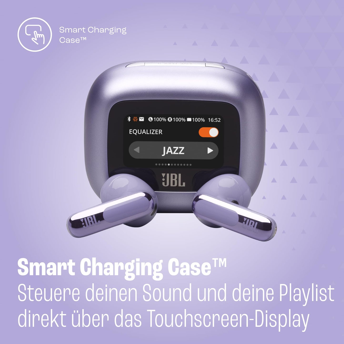 JBL Live Flex 3, wireless earbud headphones with Bluetooth, 50 hours of battery life, True Adaptive Noise Canceling and high-resolution JBL Signature Sound, IP54 waterproof, with earplugs, purple - JBLLIVEFLEX3PUR
