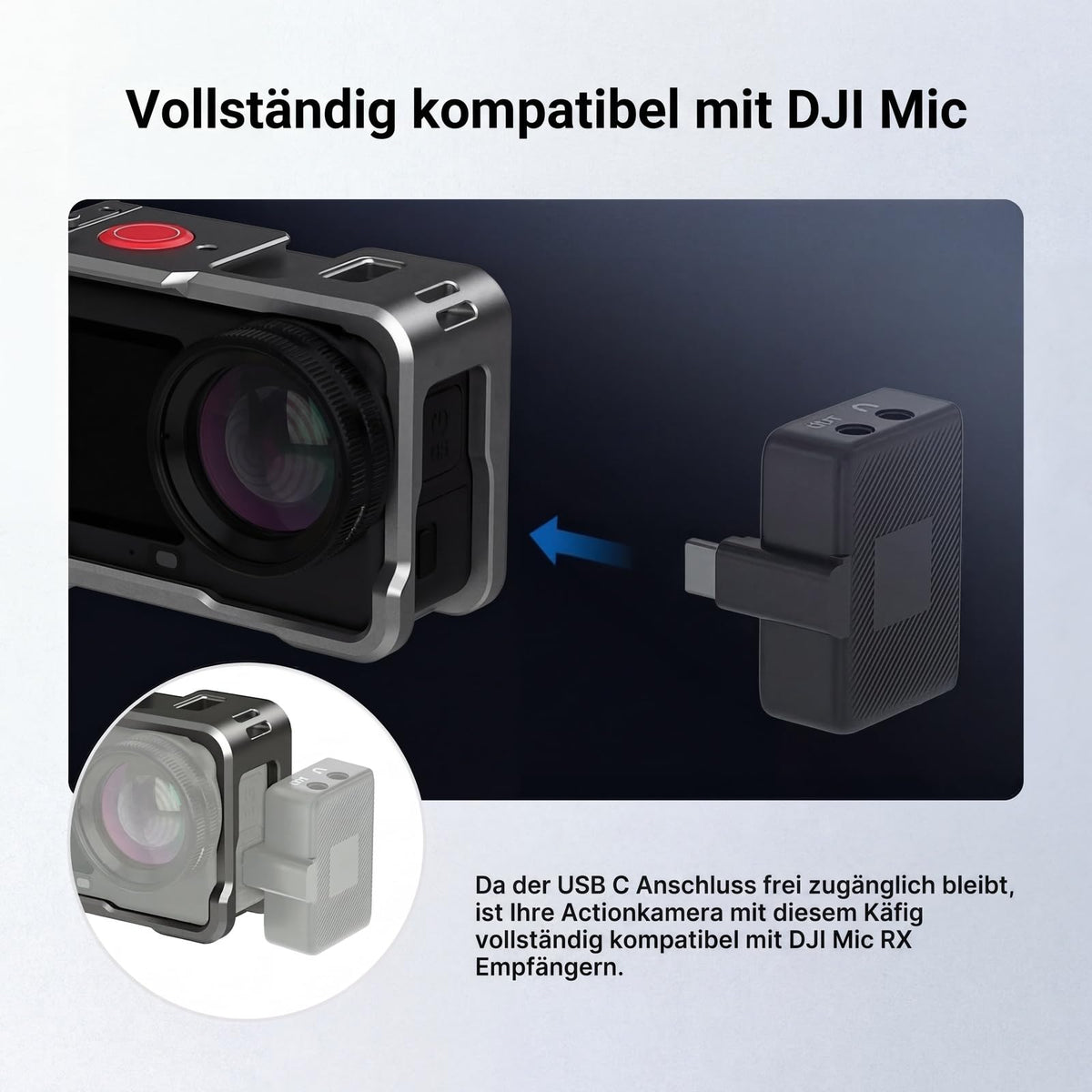 NEEWER BASICS Action Cam Cage Compatible with DJI Osmo Action 6 Accessories, Protective Aluminum Alloy Expansion Frame with 1/4" Screw Adapter Cold Shoe Mount for Tripod Selfie Stick AC061