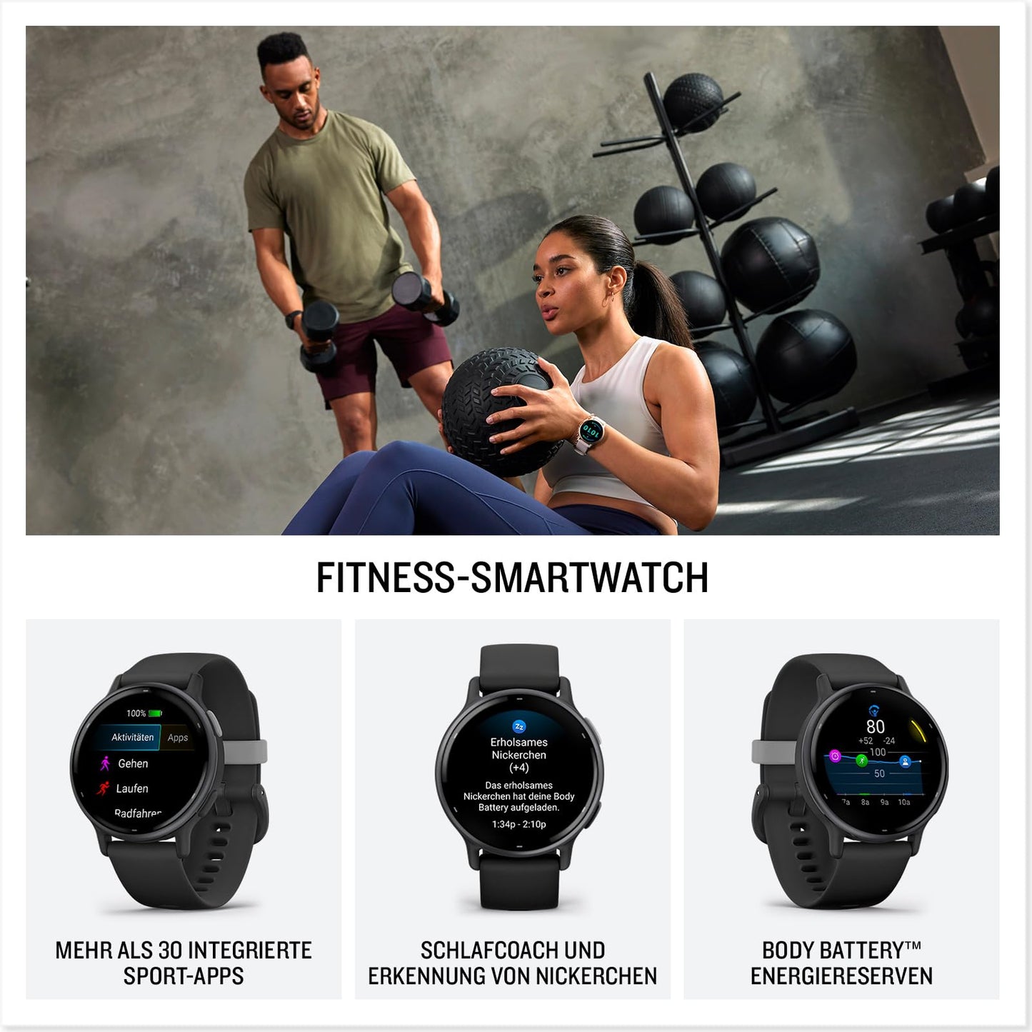 Garmin Vivoactive 5 renewed - AMOLED GPS Smartwatch with fitness and health function, music, (refurbished) - 010-N2862-12