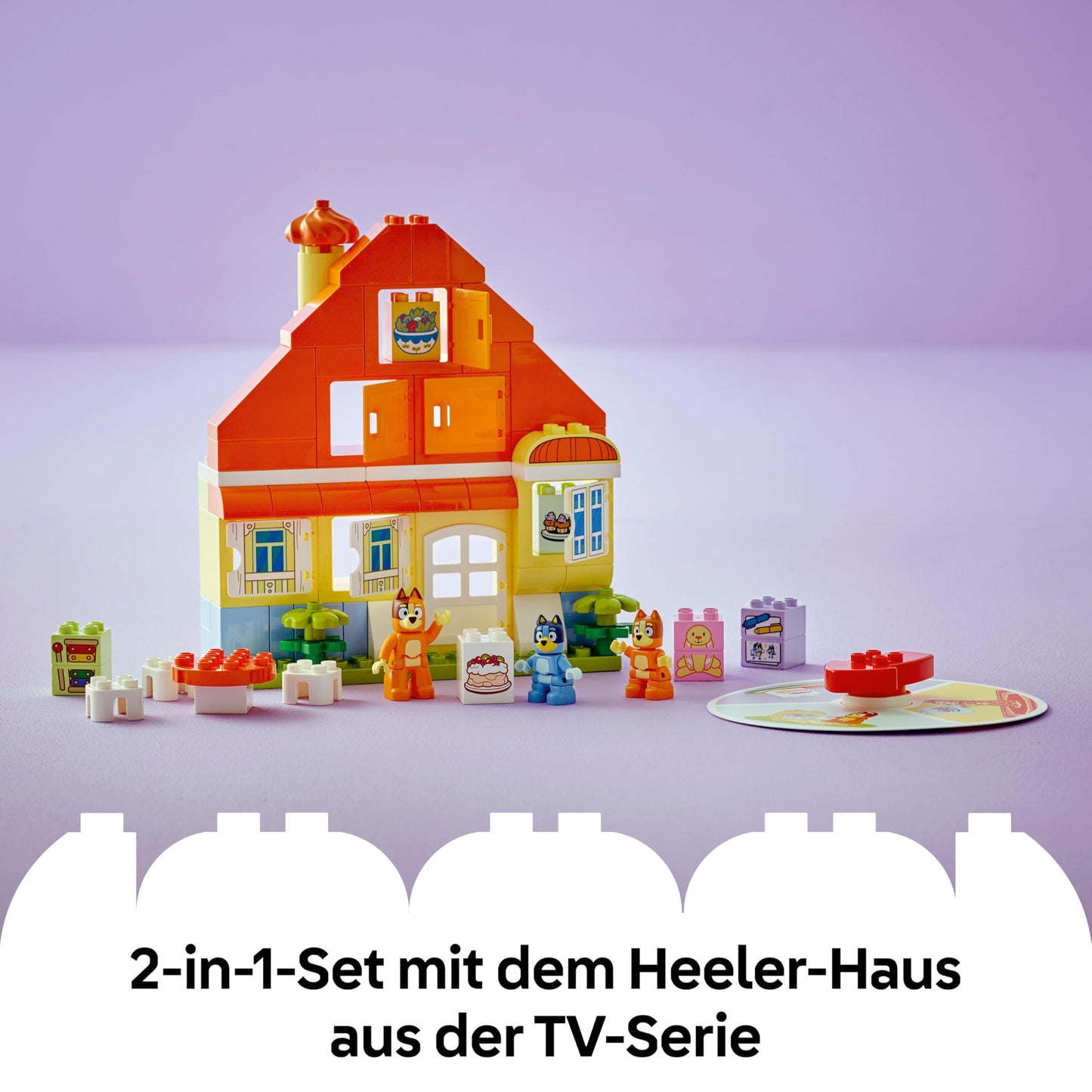 LEGO DUPLO Bluey: Bluey's family house with memory game - educational toy for toddlers - including 3 minifigures, opening windows and board game - gift for boys and girls aged 3 and over - 10459