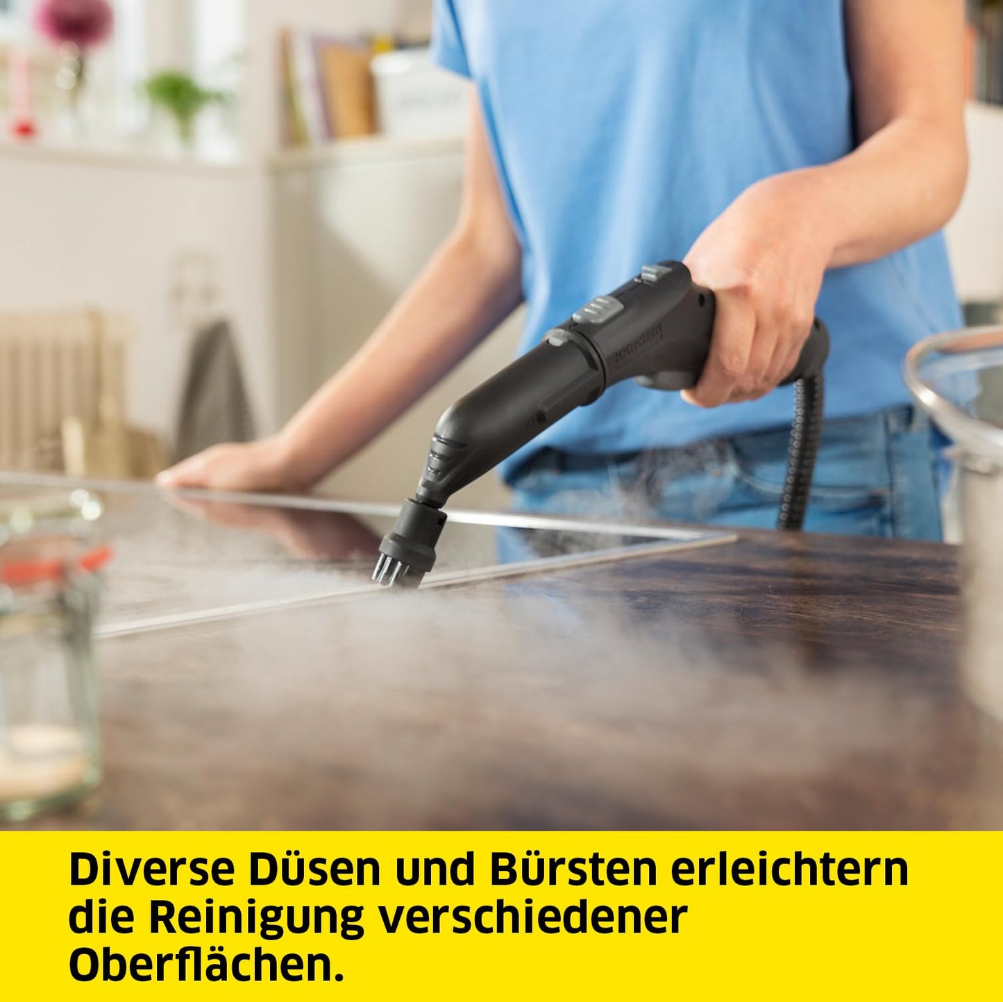 Kärcher steam cleaner SC 3 Deluxe, steam pressure: 3.5 bar, heating time: 30 s, power: 1,900 W, area performance: 75 m², tank: 1 l, with floor cleaning set, microfiber cover, nozzles and round brush, white - 1.513-430.0