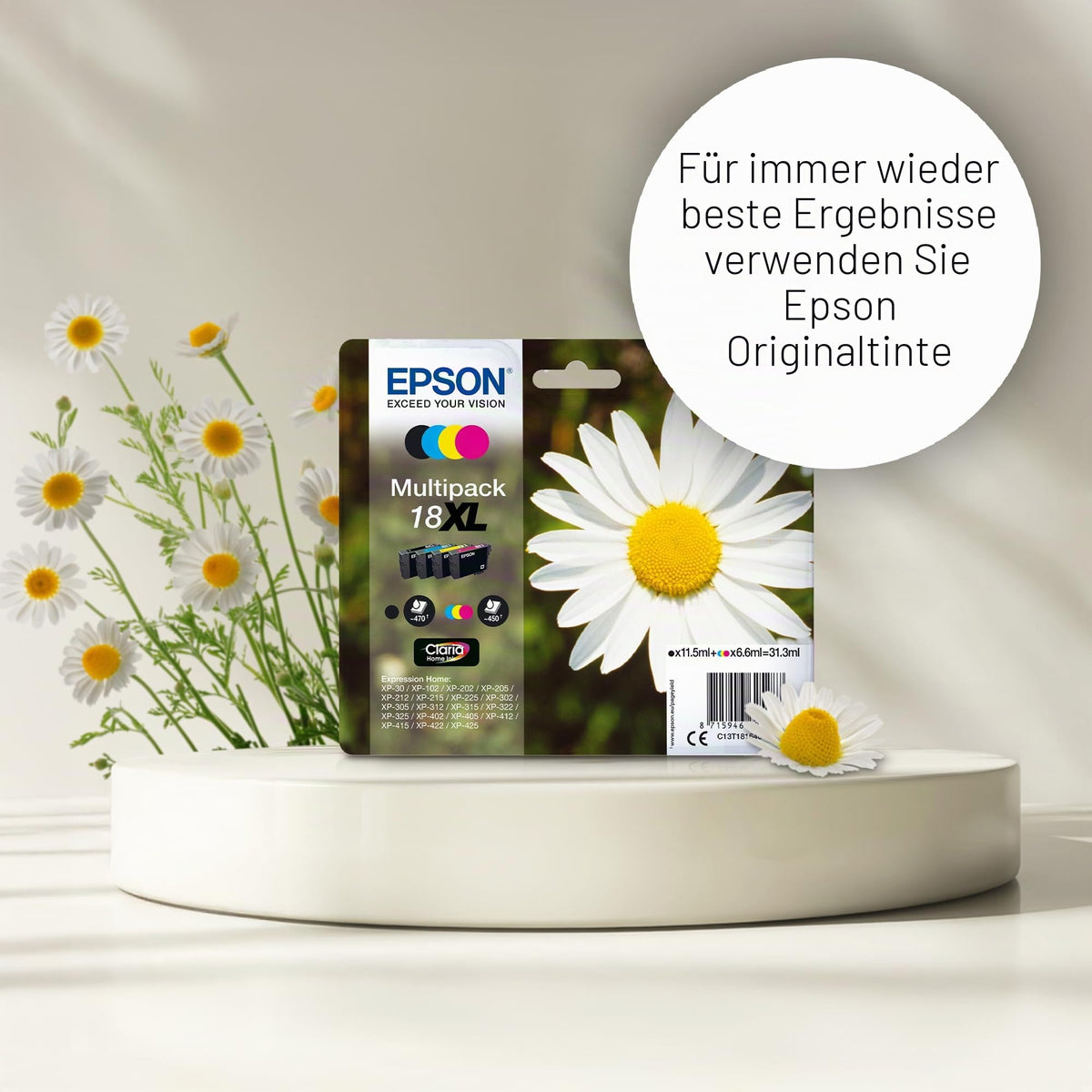 Epson Original 18 Ink Daisy, XP-305, XP-402, XP-215, XP-312, XP-315, XP-412, XP-415, XP-225, XP-322, XP-325, XP-422, XP-425, EasyMail Packaging (Multipack, 4-color) - C13T18064511