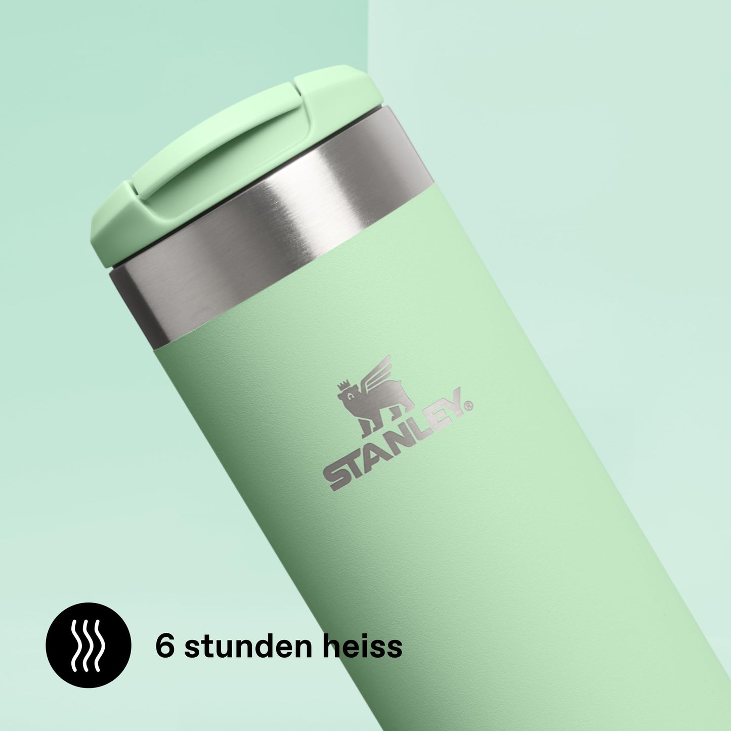Stanley 1913 Aerolight Transit Thermo Mug 0.47L - Keeps Hot for 6 Hours - Dishwasher Safe - Coffee Mug To Go Leak-Proof - Compatible with Common Car Drink Holders - Pistachio - 100000112449