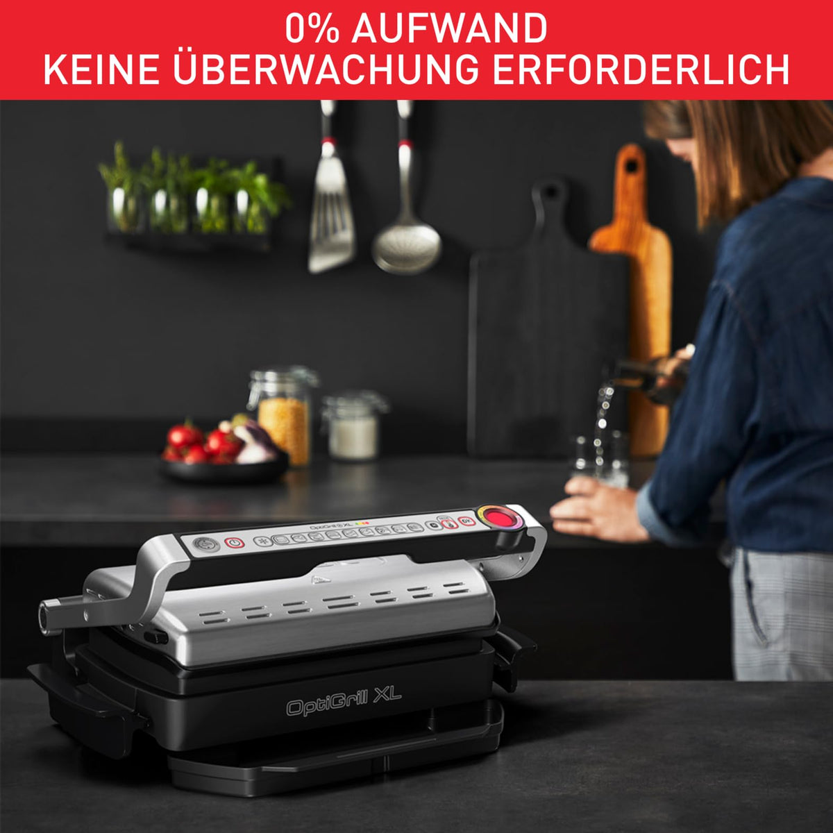Tefal OptiGrill+ XL | Grill contact cu ajustare automată a temperaturii | 9 programe automate | Suprafață de grill XL | Inclusiv tavă de coacere | GC724D12