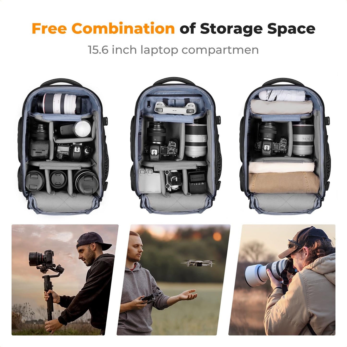 K&F CONCEPT camera backpack waterproof photo backpack - KF13.164V1