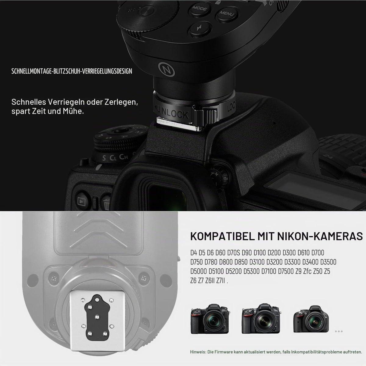 NEEWER Upgraded QPRO-N TTL declanșator de blitz fără fir compatibil cu Nikon