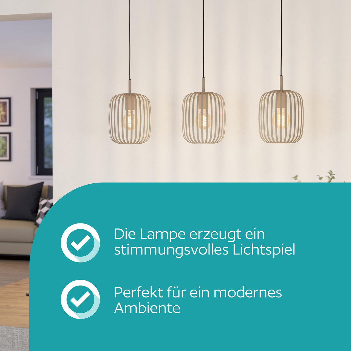 EGLO Pendant Lamp Romazzina, Dining Table 3-Light Pendant - 900497