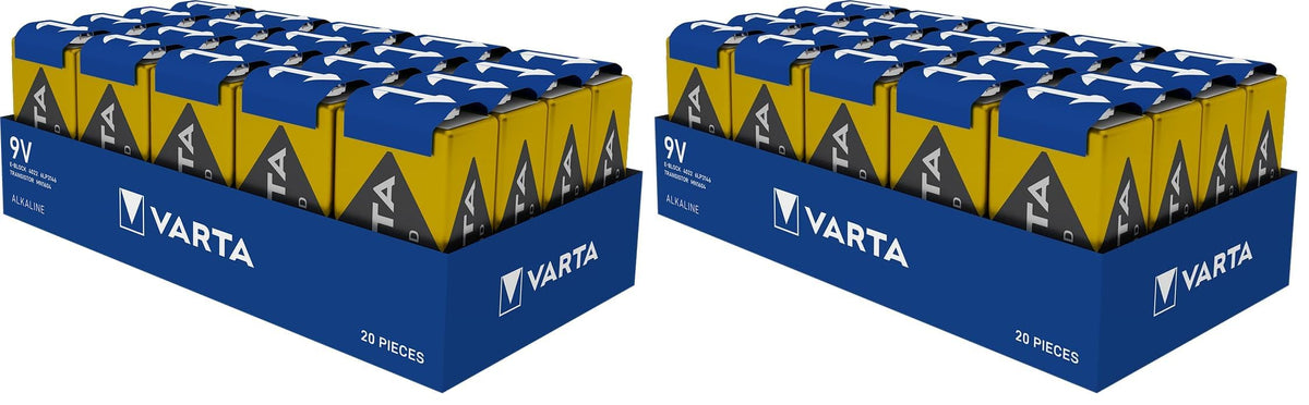 Baterii VARTA 9V, 20 buc, Power on Demand, baterie alcalină bloc (pachet cu 2) - 402