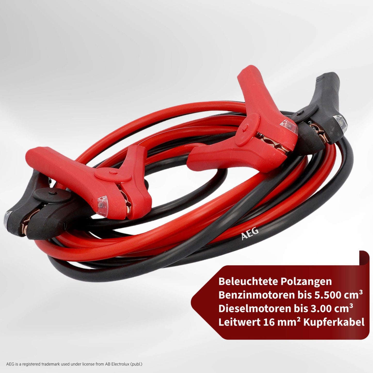 AEG Automotive 10648 jumper cable SP 25 Illuminated in storage bag, 2 x 3.5m, DIN 72553