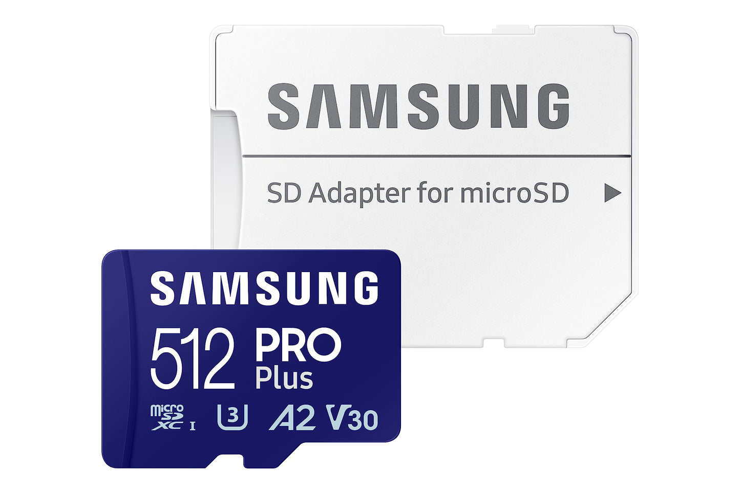 Samsung PRO Plus microSD card + SD adapter, 512 GB, for mobile gaming on smartphones, tablets and handheld consoles, UHS-I U3, Full HD & 4K UHD, 180 MB/s read, 130 MB/s write, MB-MD512SA/EU