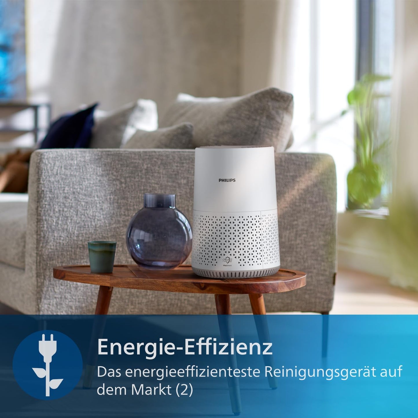 Philips air purifier 600 series, ultra-quiet and energy efficient for allergy sufferers, HEPA filter removes 99.97% of pollutants, for rooms up to 44m², app-controlled, white (AC0650/10)