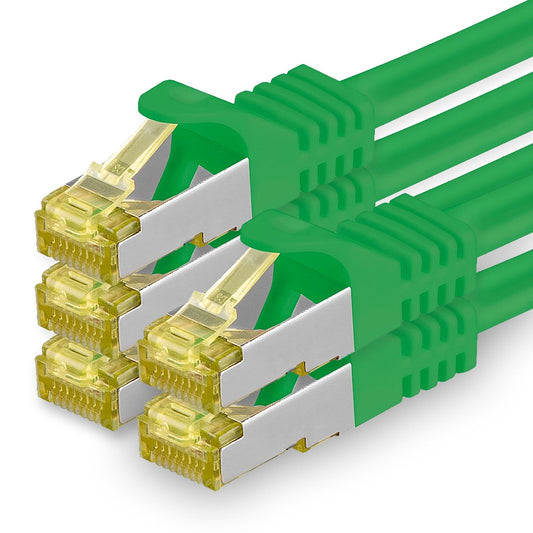 1aTTack.de Cat.7 Network Cable 5m Green Pack of 5 Cat7 Ethernet Cable Network LAN Cable Raw Cable 10 Gb s SFTP PIMF LSZH Set Patch Cable with Rj 45 Plug Cat.6a - 4251073616131