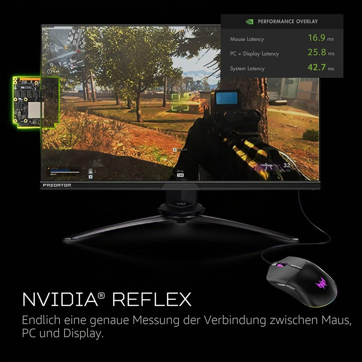 Acer Predator Cestus 330 Mouse de gaming cu senzor PixArt 335, setări DPI ajustabile, 16,8 milioane de combinații de iluminare RGB și NVIDIA Reflex. - PMW920