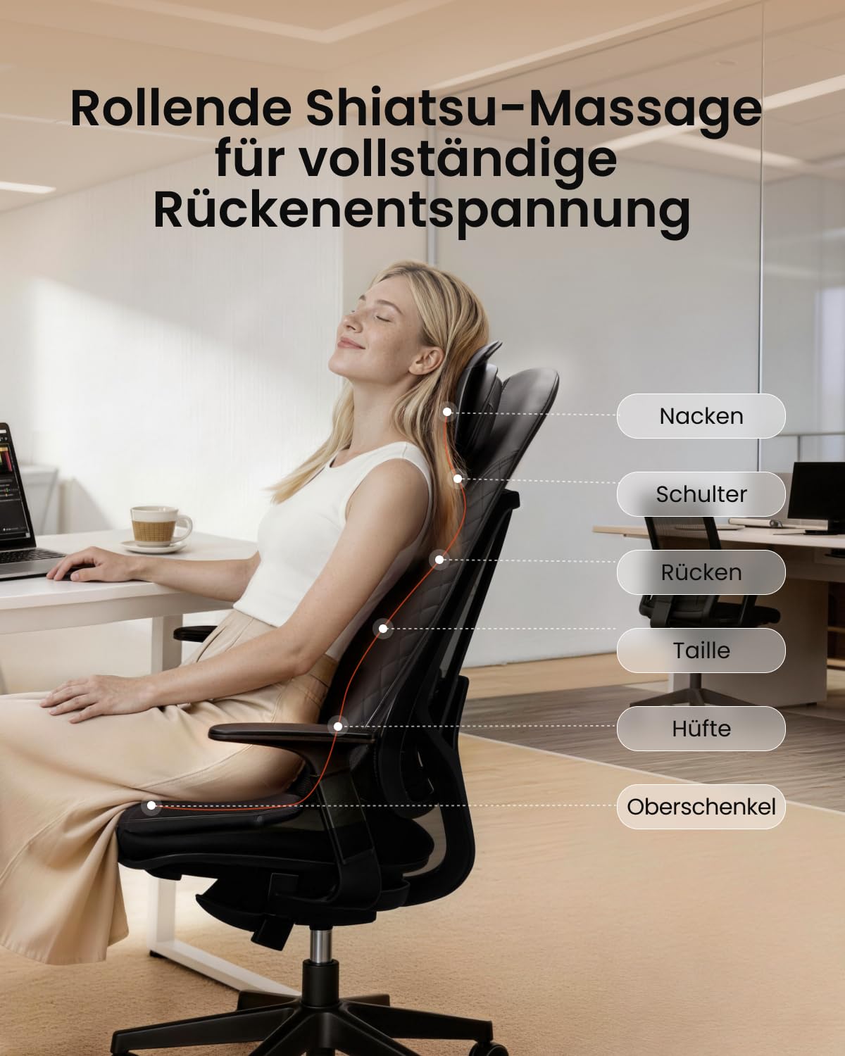RENPHO Massagesitzauflage, dispozitiv de masaj Shiatsu pentru spate, aparat de masaj pentru spate - RF-BM066