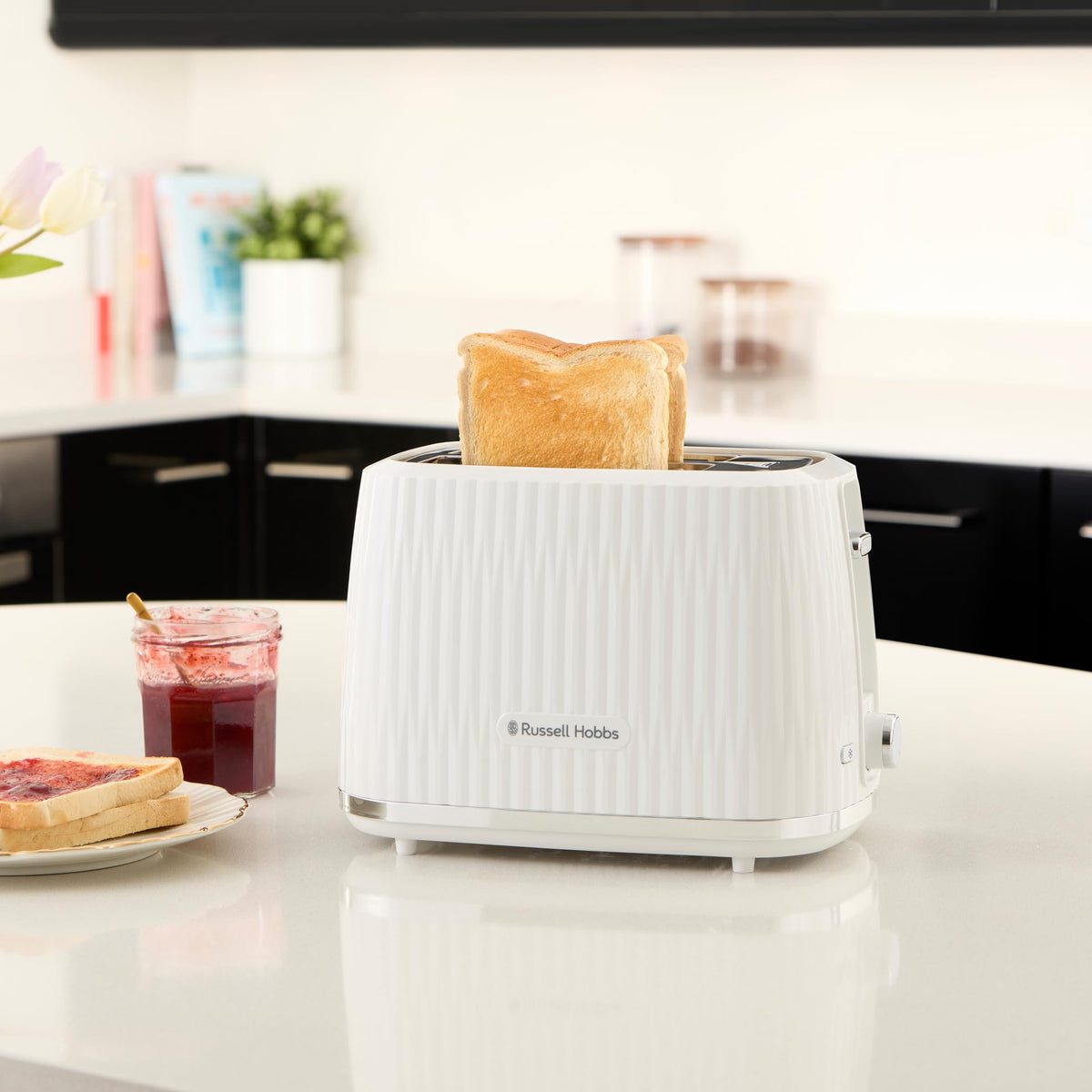 Russell Hobbs Toaster Eden White, 2-Slice, 6 Browning Levels, 27370-56
