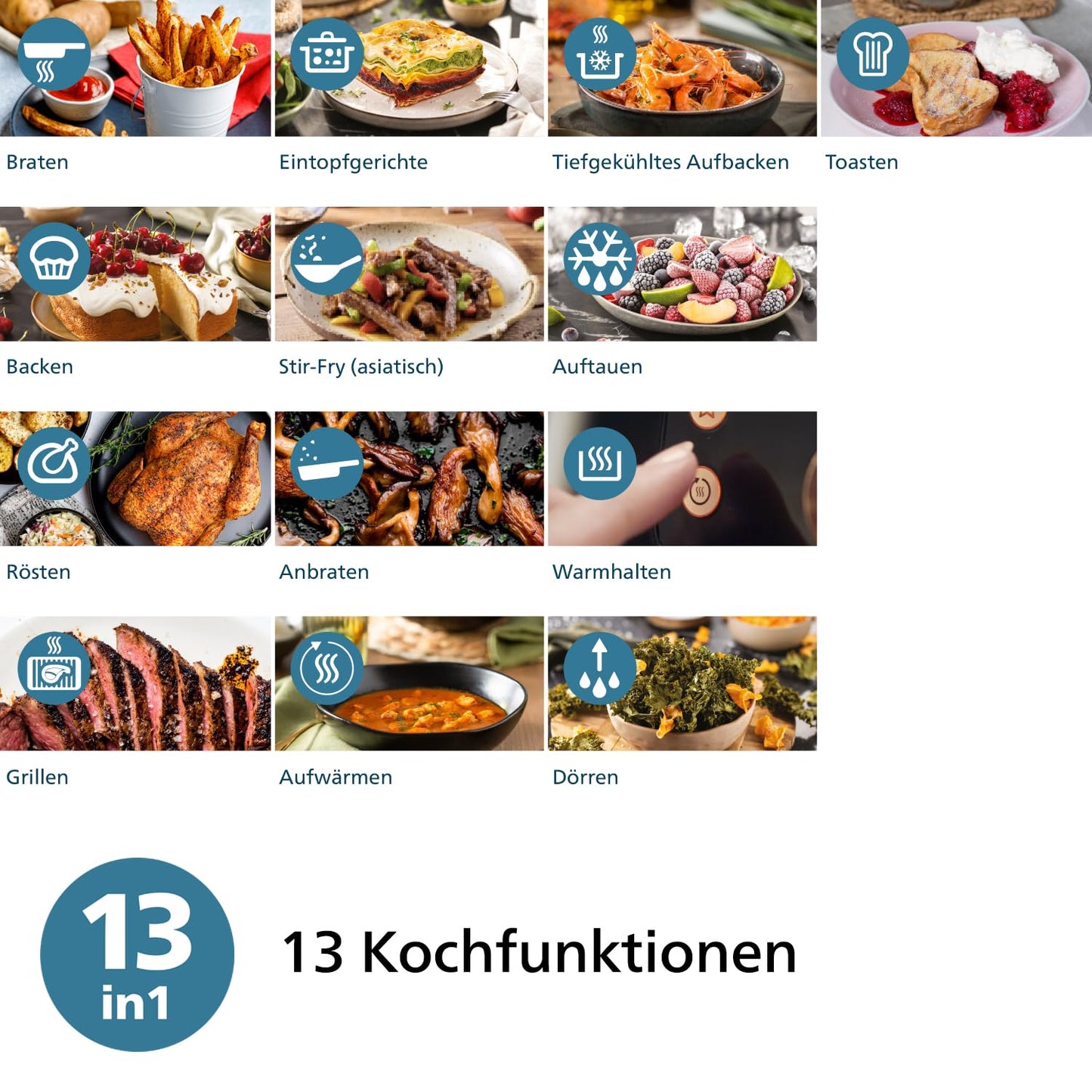 Philips Airfryer 2000 Series Hot Air Fryer, 4.2L, Digital Touchscreen, 13 Cooking Options, 9 Preset Functions, 90% Less Fat with RapidAir Technology, 1500W Power, Black (NA229/00)