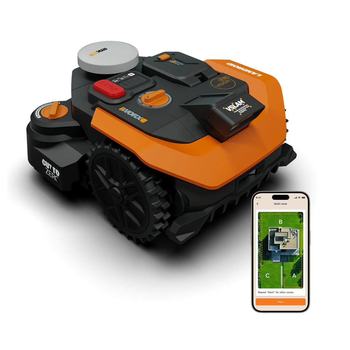 Worx Vision Cloud WR308E, 2WD Robotic Mower without Boundary Wire, 800 m²