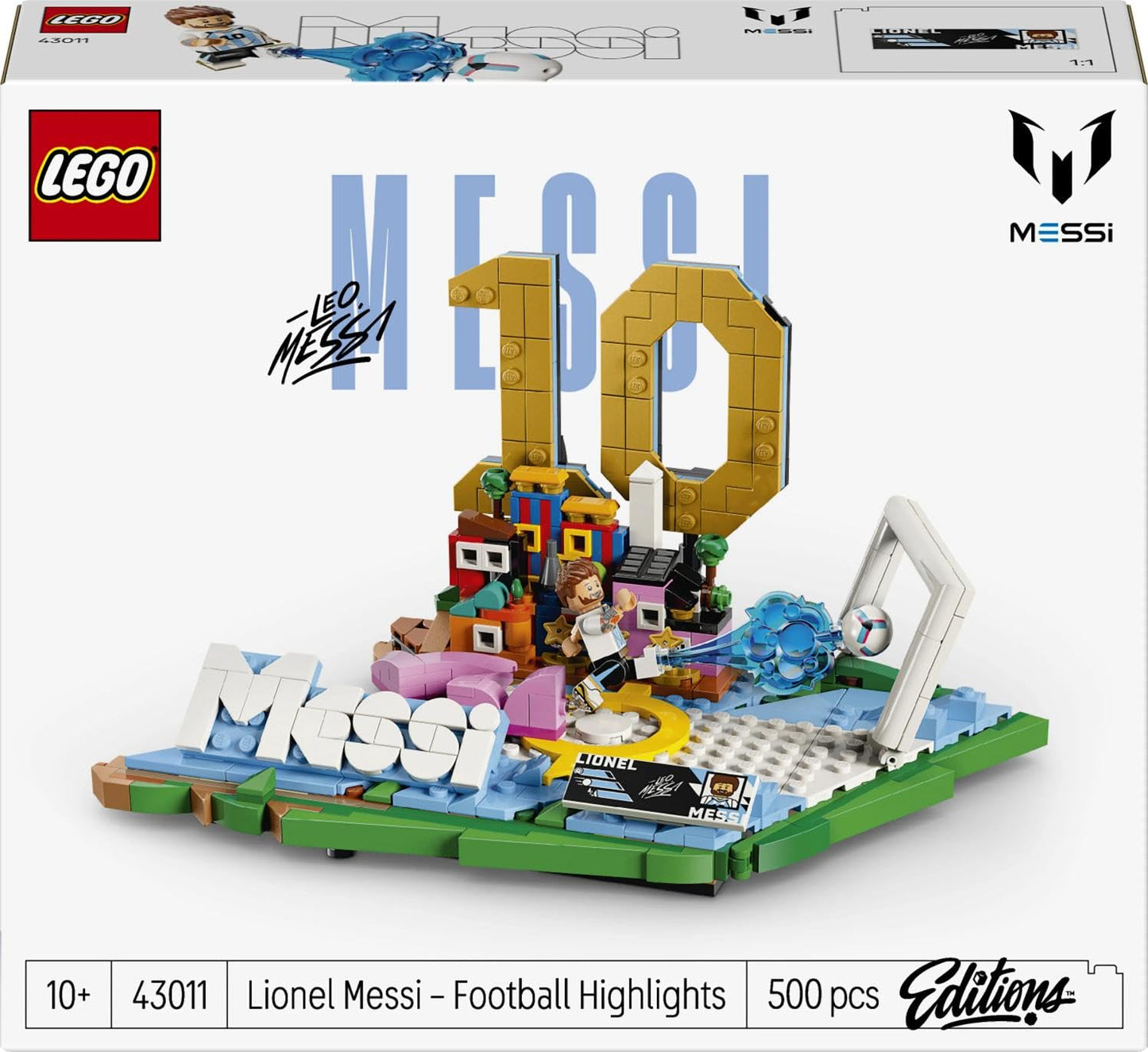 LEGO Editions Lionel Messi - football highlights toy - 3D model building with minifigure to collect - children's room decoration - gift for boys, girls aged 10 and over and adult sports fans - 43011