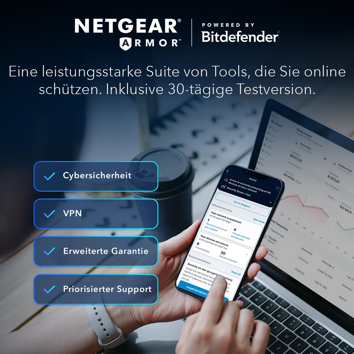 NETGEAR Nighthawk Dual-Band WiFi 7 Router (RS200) – Security features, BE6500 WLAN speed (up to 6.5 Gbps) – covers up to 185 m², supports up to 80 devices – 2.5 GB internet port - RS200-100EUS