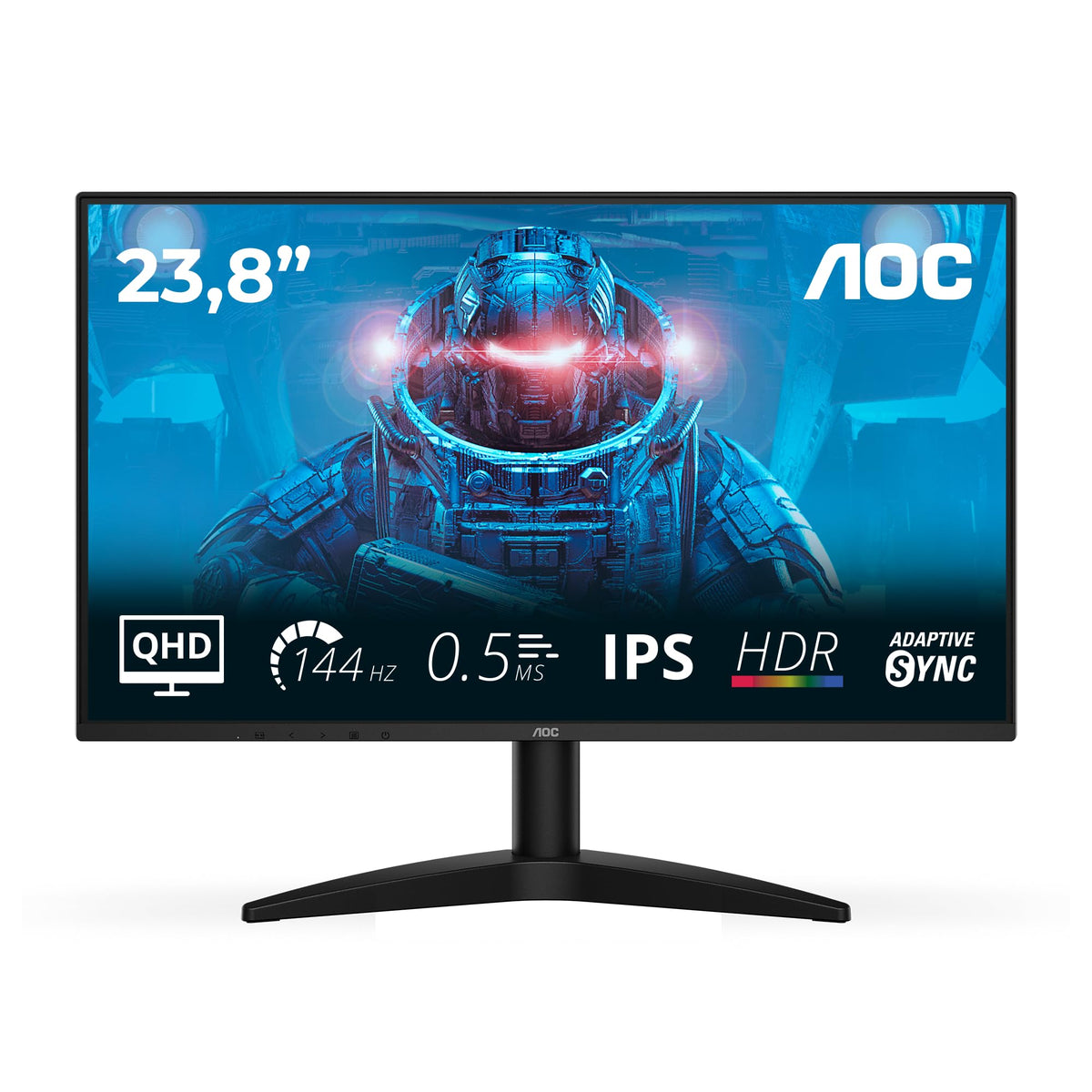 AOC Q24B36X Monitor de gaming WQHD de 24 inch, 144Hz, panou IPS, 4ms GtG, HDR10, (2560x1440 HDMI 1x 2.0 DP 1x 1.4) Negru