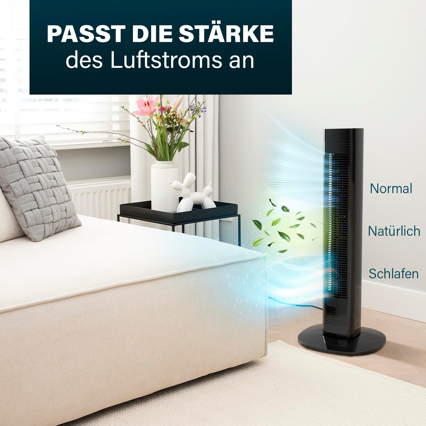 Princess Compact Tower Fan 3 Modes and 3 Speeds - Oscillation - App Control - 358230 - 01.358230.01.001