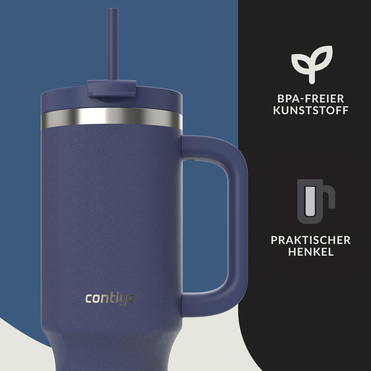 Contigo thermos bottle 1200 ml with handle and straw | Stainless Steel Insulated Thermal Drinking Bottle with Lid | Cools for 29 hours | Travel Mug | Thermo mug | - 2217785