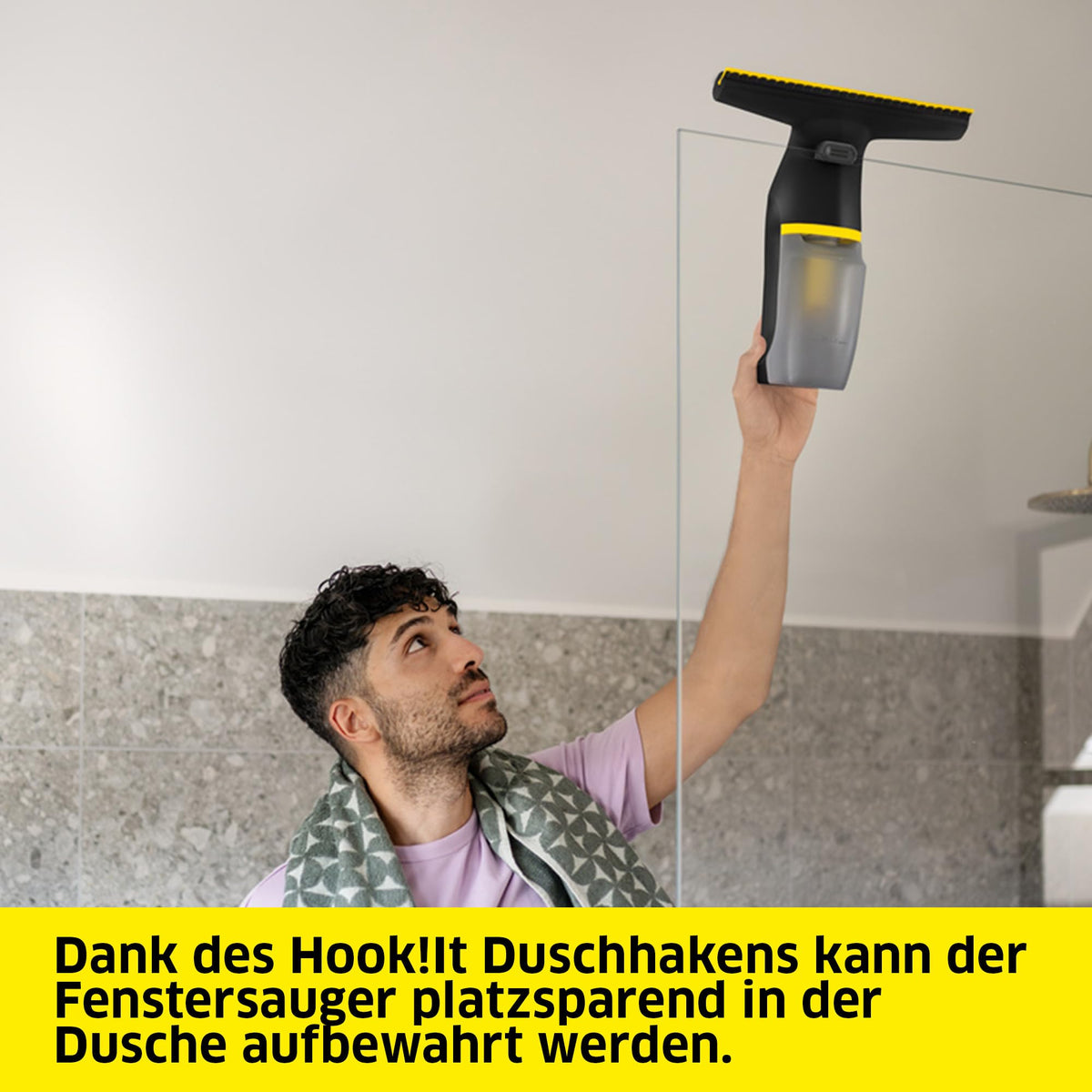 KÄRCHER Battery Window Vacuum WV 3 Comfort Precision+ Black, battery life: 35 min., XXL dirty water tank: 200 ml, 2 suction nozzles, adjustable spray bottle with microfiber cleaning pad. - 1.633-698.0