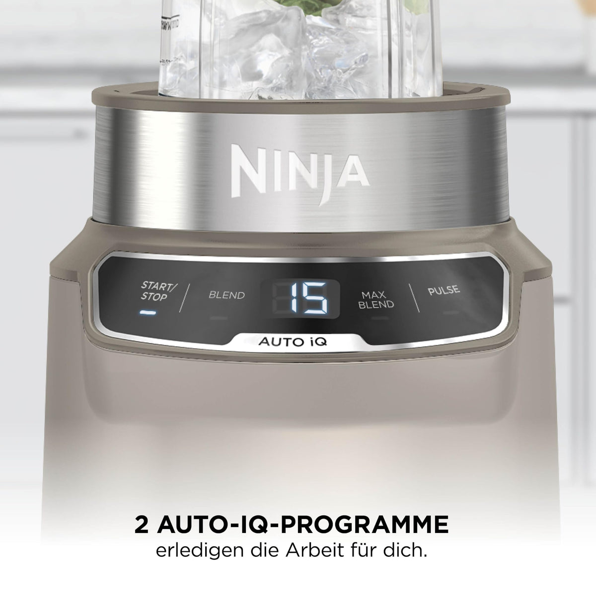 Ninja Personal Blender. Mixer with Auto-iQ technology, 1000W motor, including 1x cup for a single serving with 700ml, Stonegold BN500EUSD1