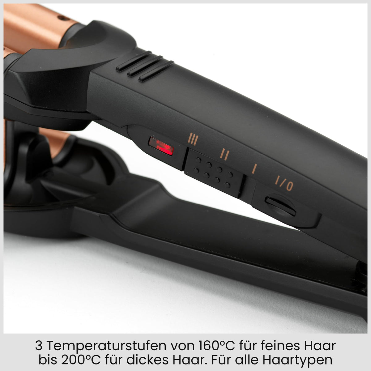 BaByliss Deep Waves Hair Waver – Ceramic coating, 3 temperature settings (160°C-200°C), frizz-free mermaid waves & beach waves, quick heat-up – Black & Gold, W2447E