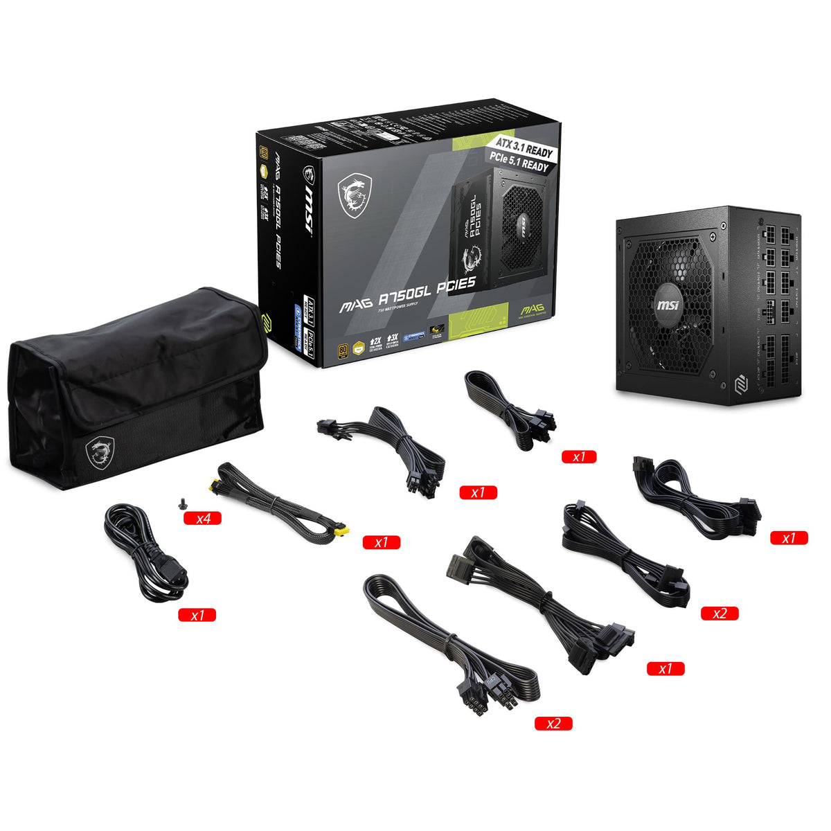 MSI MAG A750GL PCIE5-750W 80 Plus Gold sursă de alimentare - 306-7ZP8B11-CE0