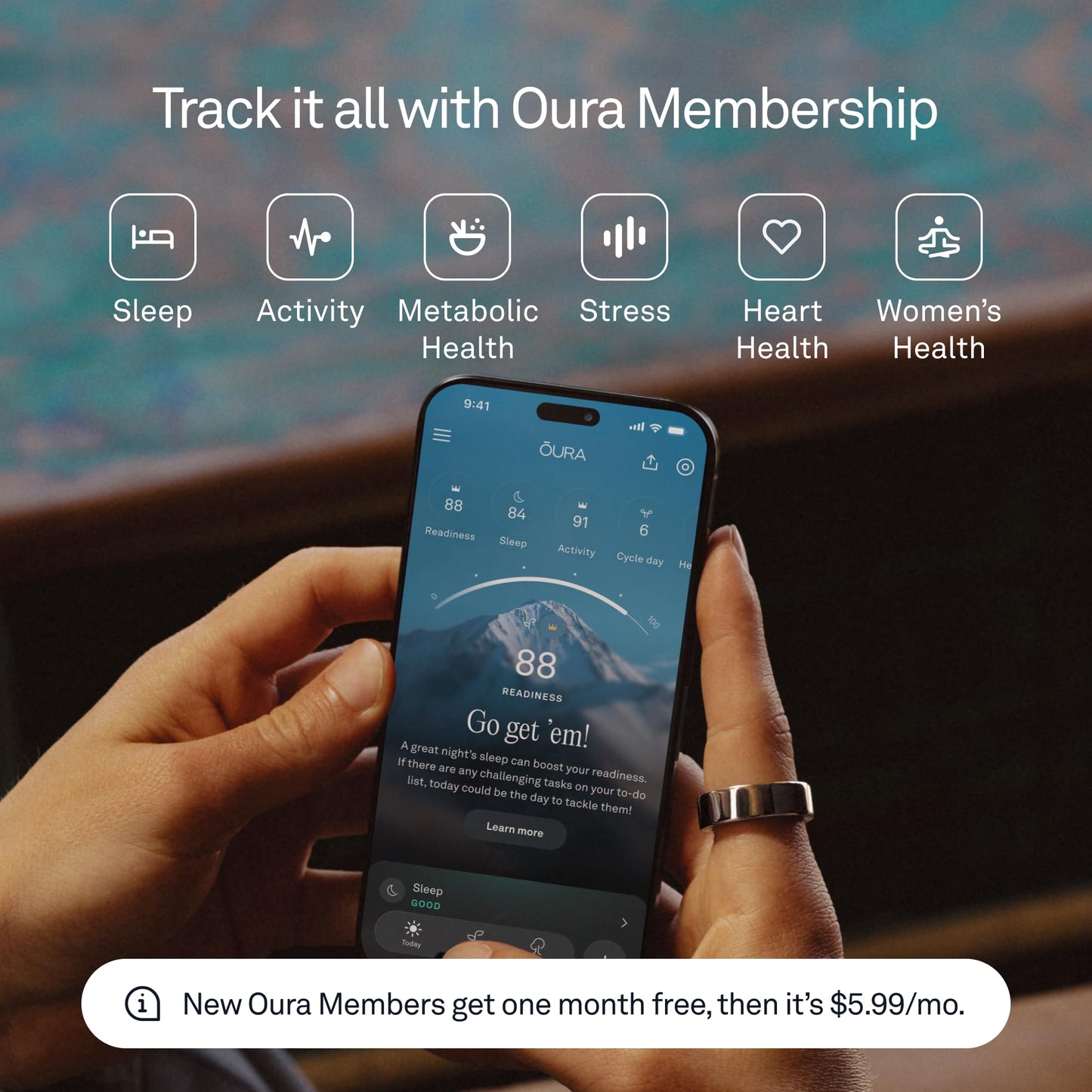 Oura Ring 4 - Brushed Silver - Size 13 - Smart Ring | Measure First with Oura Ring 4 Sizing Kit | Sleep Tracking Wearable - Heart Rate - Fitness Tracker - Up to 8 Days Battery Life - OA12