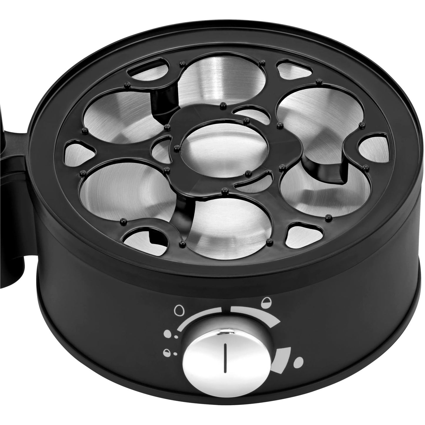 WMF Stelio egg cooker made of stainless steel, 1-7 eggs, newly developed technology for well-boiled eggs soft-medium-hard, easy hardness adjustment, 380 W power, including measuring cup with egg pick - 415070011