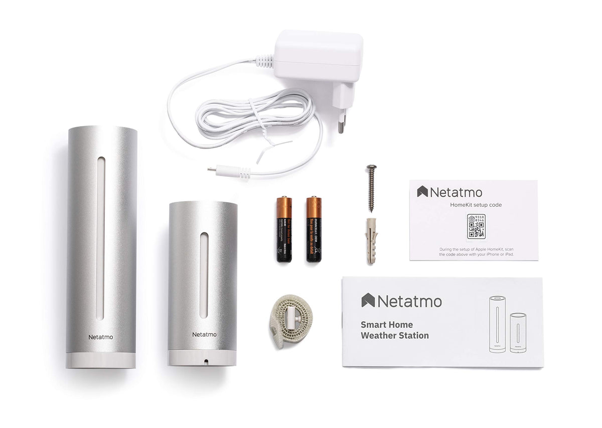 Netatmo Stație Meteo Inteligentă - WLAN, Radio, Senzaor Interior și Exterior, Prognoză Meteo, Amazon Alexa & Apple HomeKit, Higrometru, Calitate a Aerului, NWS01-EC, Negru