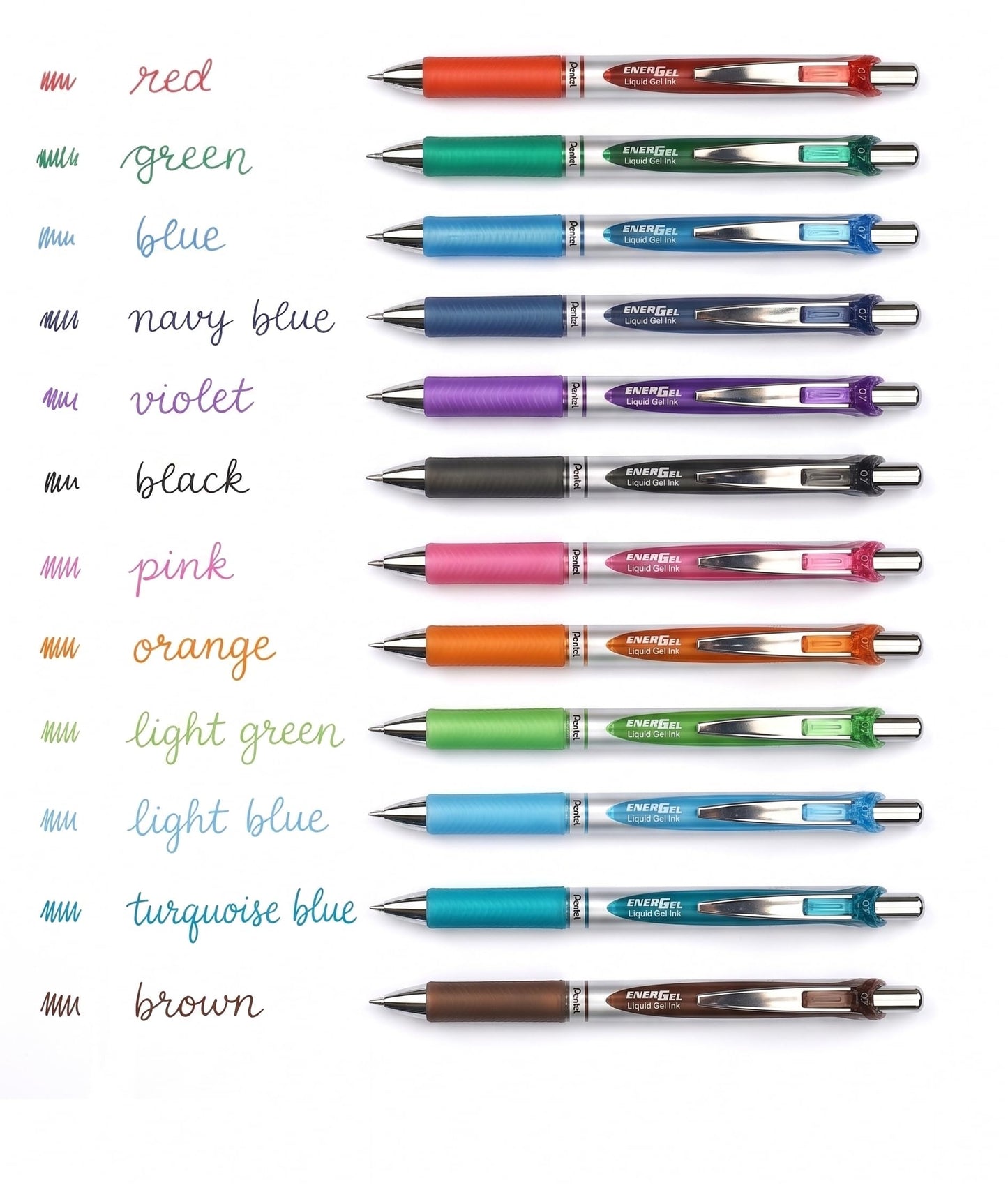 Pentel EnerGel XM BL77 gel pen with pressure mechanism, (12 pieces - assorted colors) - BL77-12