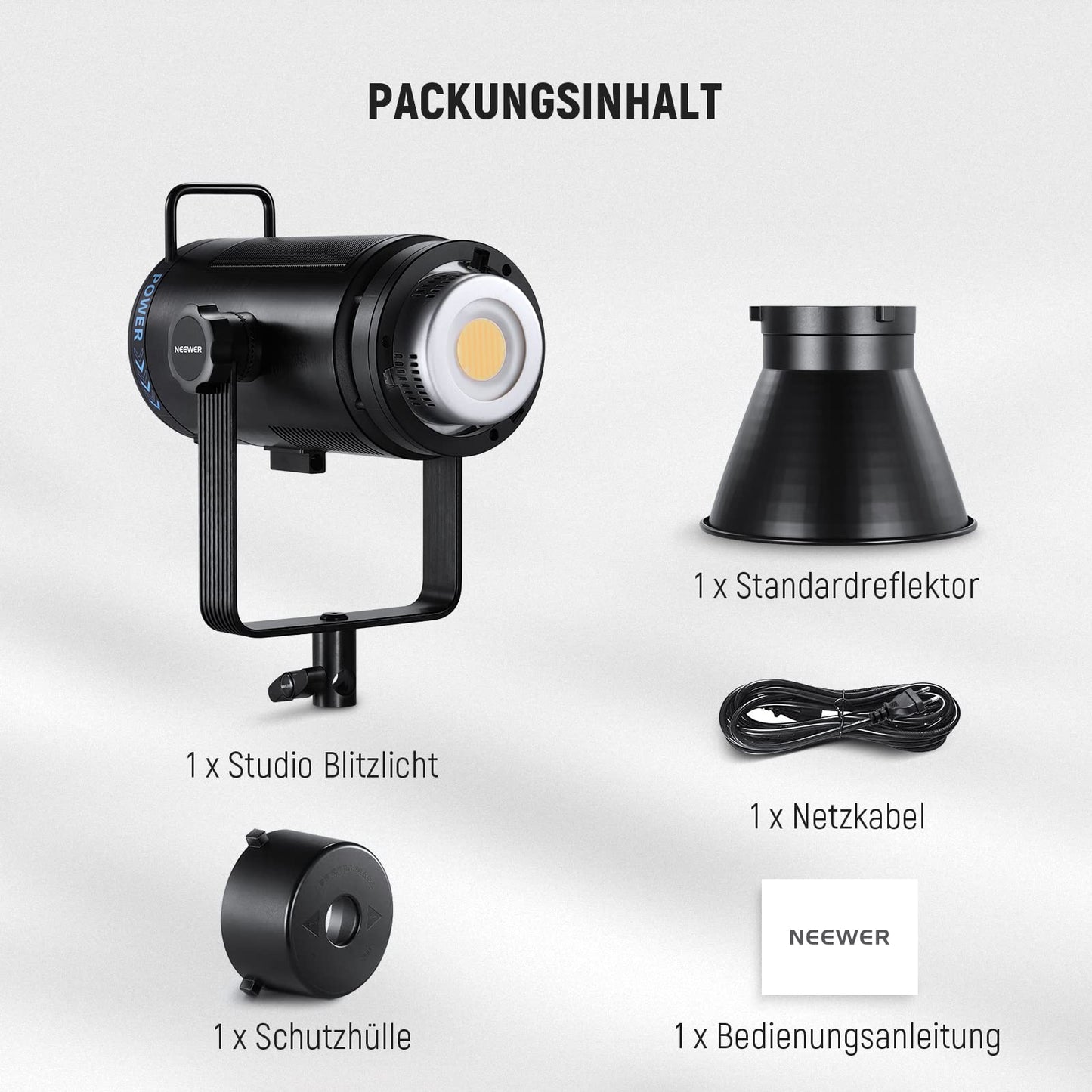NEEWER CB200B 210W LED video light studio light with 2.4G/APP remote control, all-metal COB bi-color studio continuous light Bowens mount 90000Lux/1m 2700K-6500K CRI/TLCI97+ 12 effects for portrait