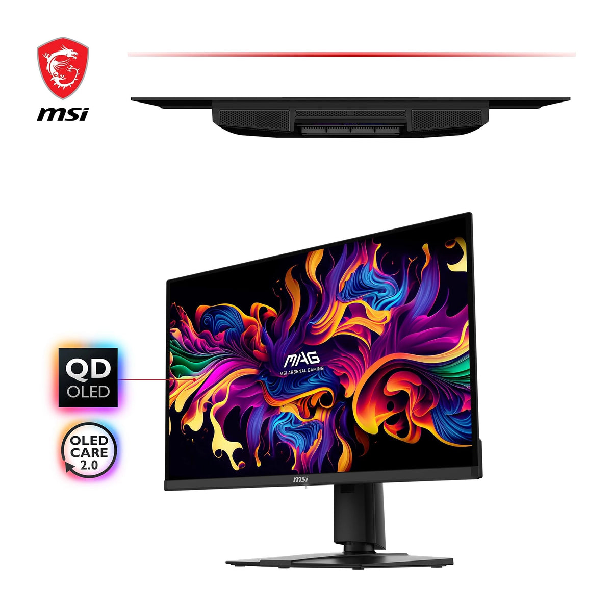 MSI MAG 271QPX QD-OLED Monitor de Gaming de 26.5 inch WQHD - 2560 x 1440 Panou Quantum Dot OLED, 360Hz / 0.03ms, 99.1% DCI-P3, ΔE≤2, DisplayHDR True Black 400 - DP 1.4a, HDMI 2.1, USB Type-C - 9S6-3CD89T-001