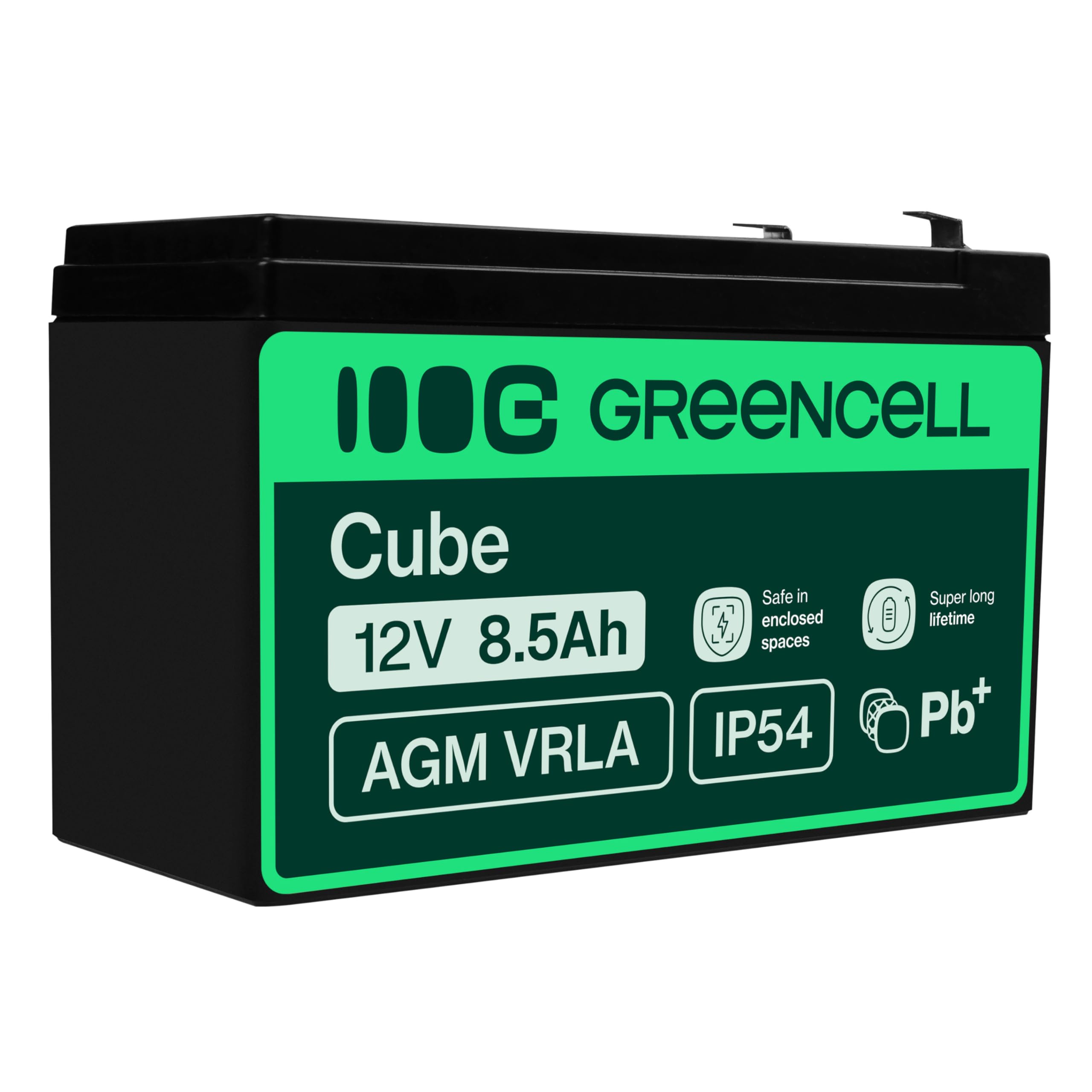 Green Cell AGM 12V 8.5Ah battery fleece battery VRLA lead lead battery replacement battery supply battery cycle-proof maintenance-free for alarm, UPS, UPS, energy reserve, security technology, telecom - AGM47