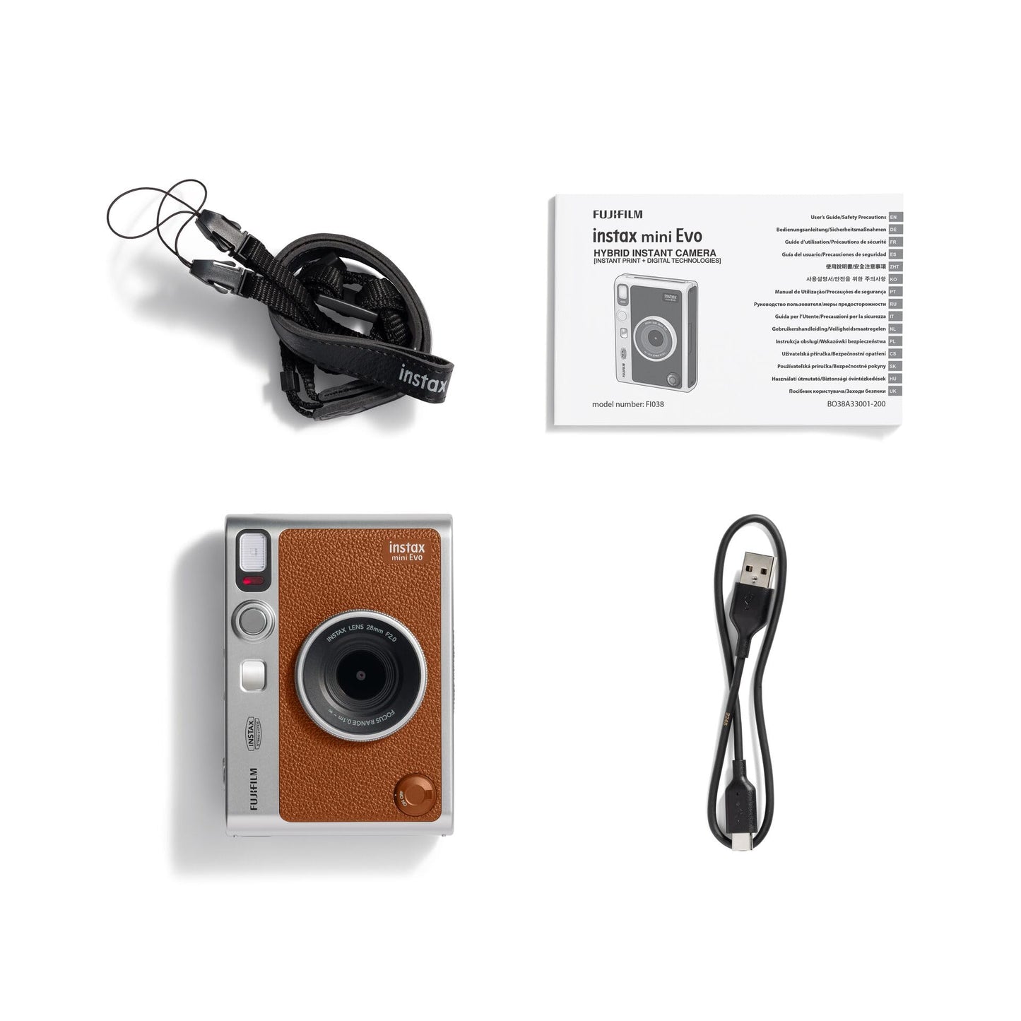 FUJIFILM instax mini Evo™ hybrid instant camera | Camera with instant printing & LCD display, 100 creative looks with 10 lens modes & 10 film effects, app & smartphone printing in instax mini format | Brown - EVO
