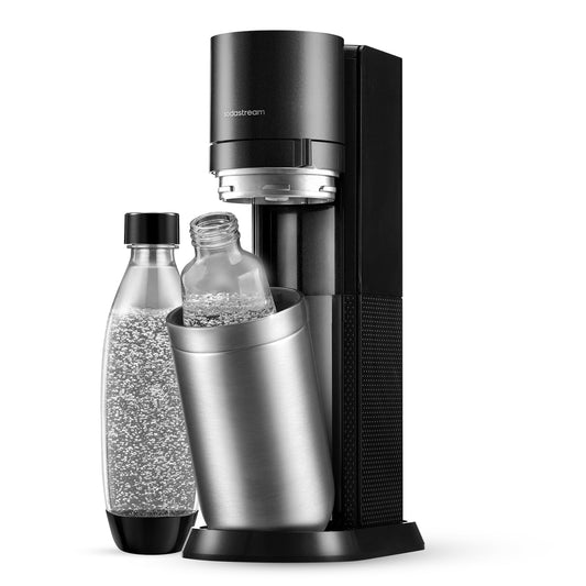 Aparat pentru făcut apă carbogazoasă sodastream DUO | Include 1x sticlă de sticlă de 1L și 1x sticlă de plastic FUSE de 1L (compatibilă cu mașina de spălat vase) | Culoare: titan - 1016802490