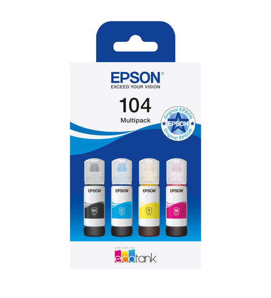 Epson 104 EcoTank Ink Bottles 4 Colors Multipack - C13T00P640