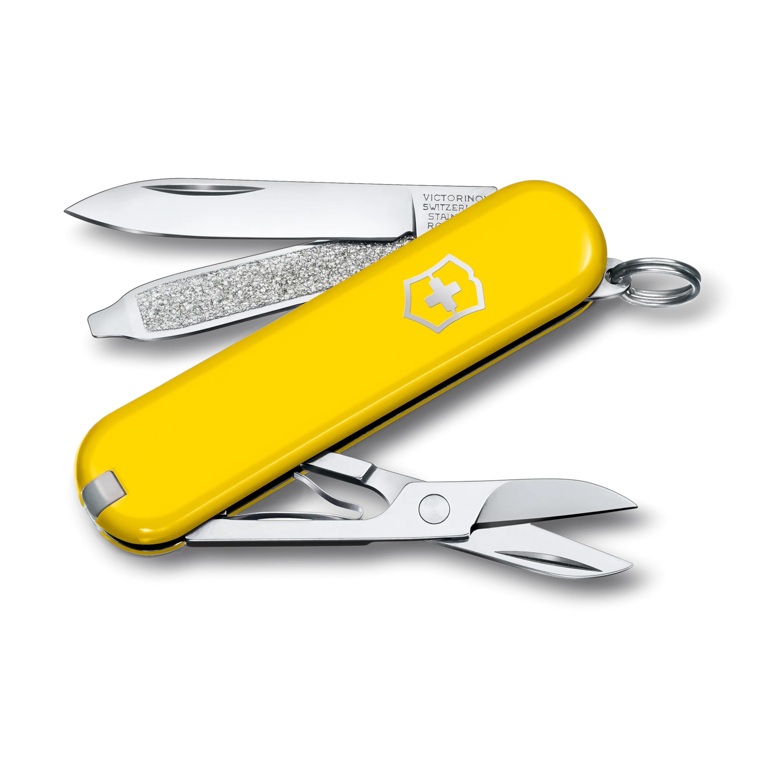 Victorinox Swiss Army Knife, Small, Classic SD, Multitool, Swiss Army Knife, Gift, 7 Functions, Blade, Nail File, Yellow - 0.6223.8G