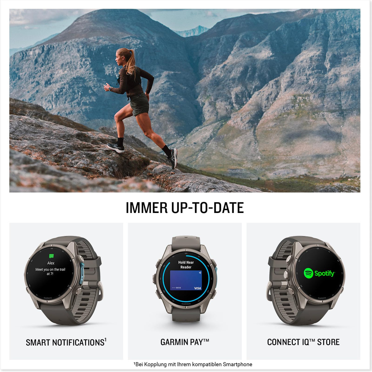 Garmin Fenix 9, 43 mm, GPS-Multisport-Smartwatch, Kieselgrau/Titan - 010-04761-11